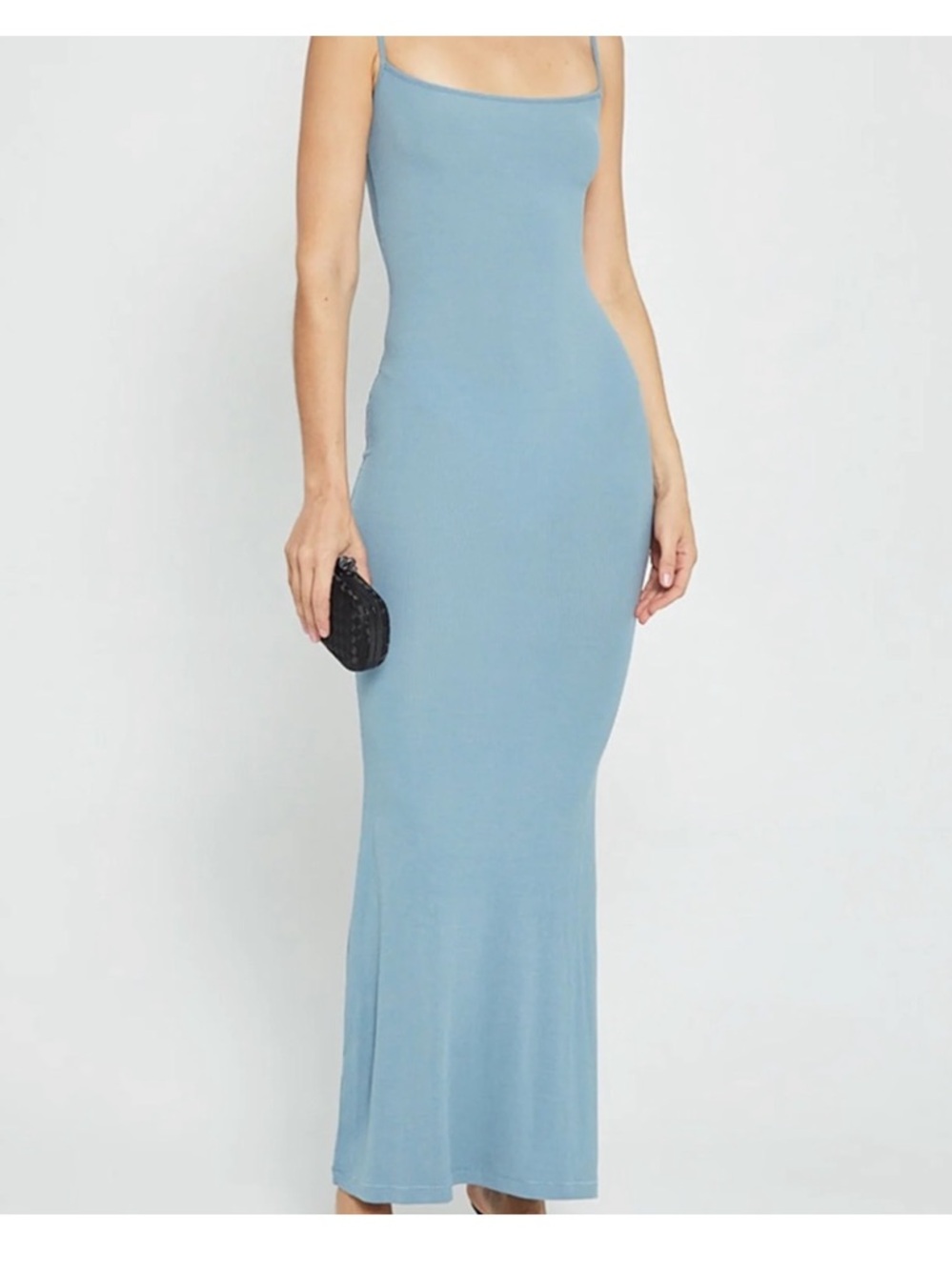 Skims SOFT LOUNGE
LONG SLIP DRESS blue rare ribbed new spring maxi